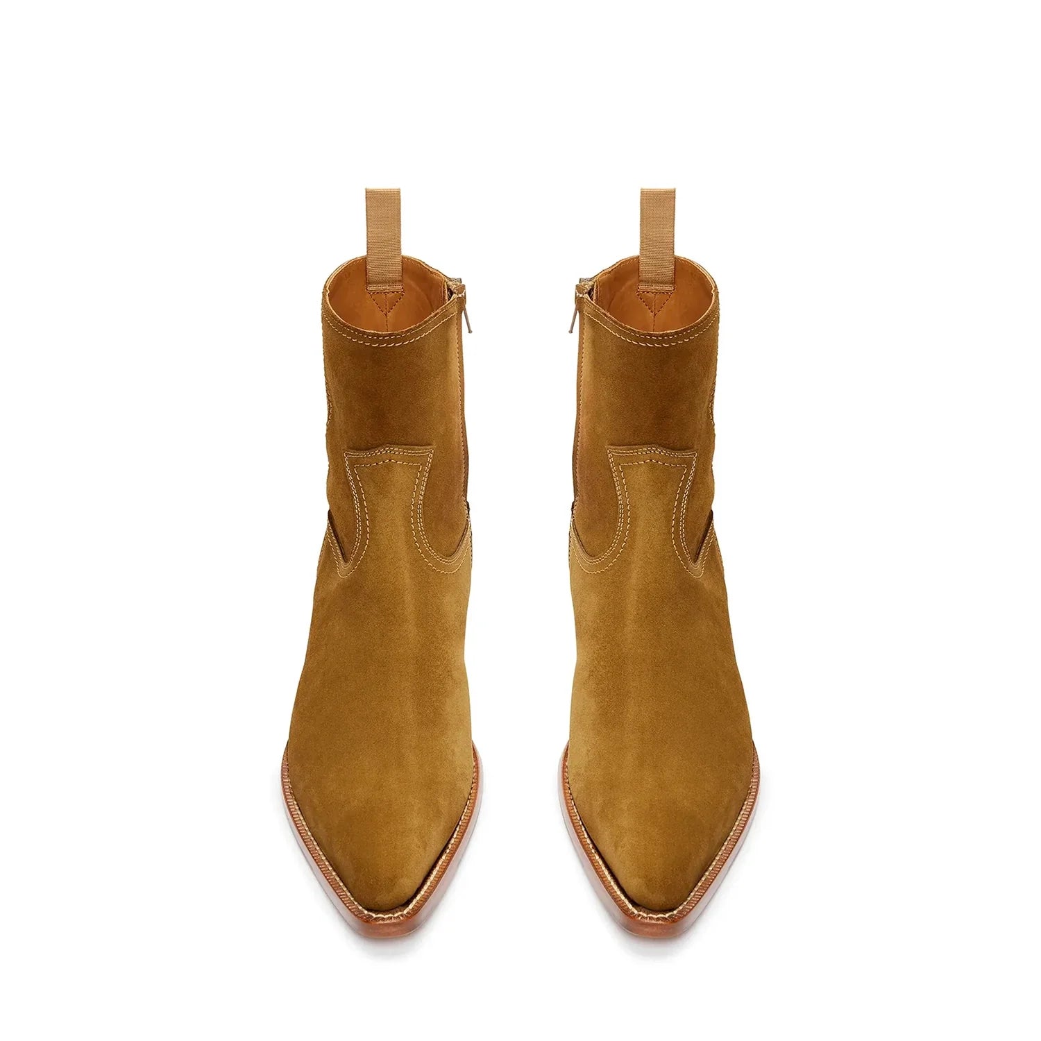 Side Zip Western Boot - Ochre Suede Leather
