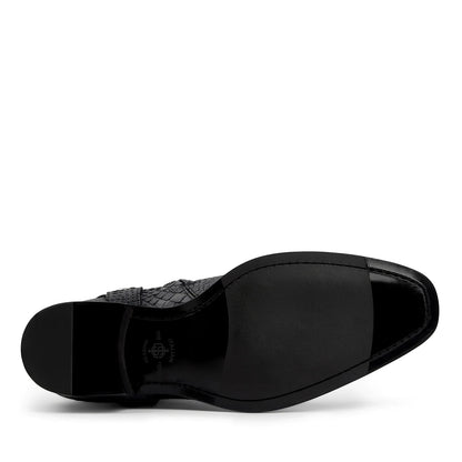 Harness Zip Boot - Black Python-Effect Hand-Dyed Leather
