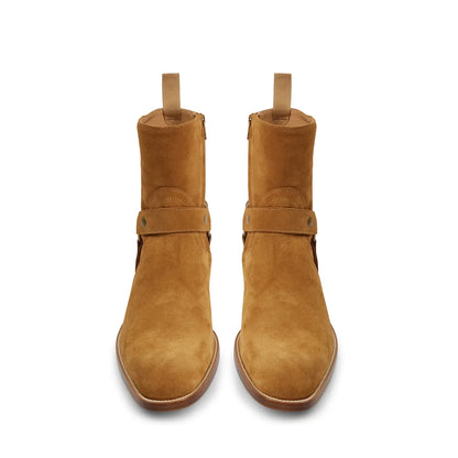 Harness Zip Boot - Ochre Suede Leather