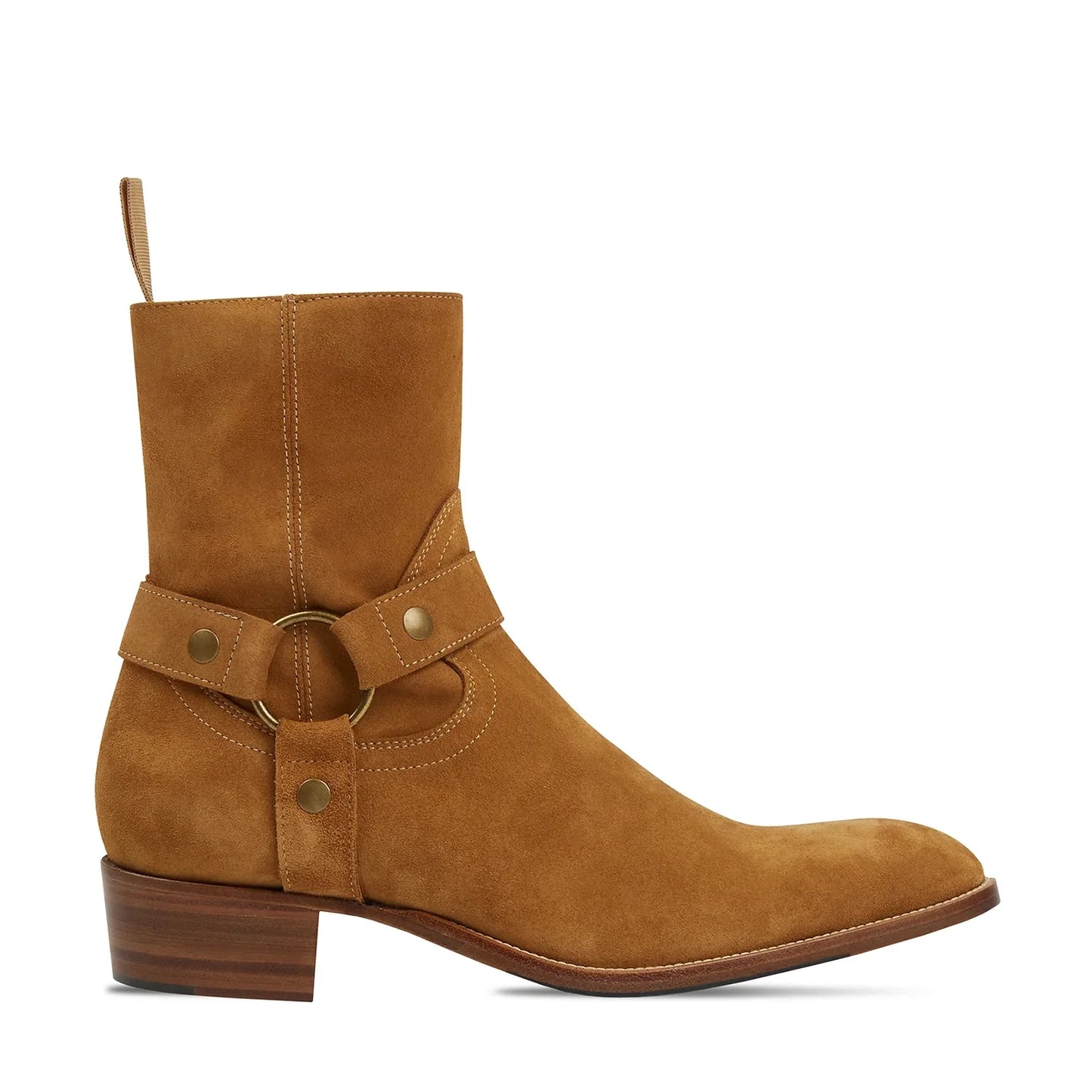 Harness Zip Boot - Ochre Suede Leather