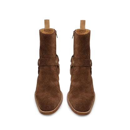 Harness Zip Boot - Ochre Suede Leather