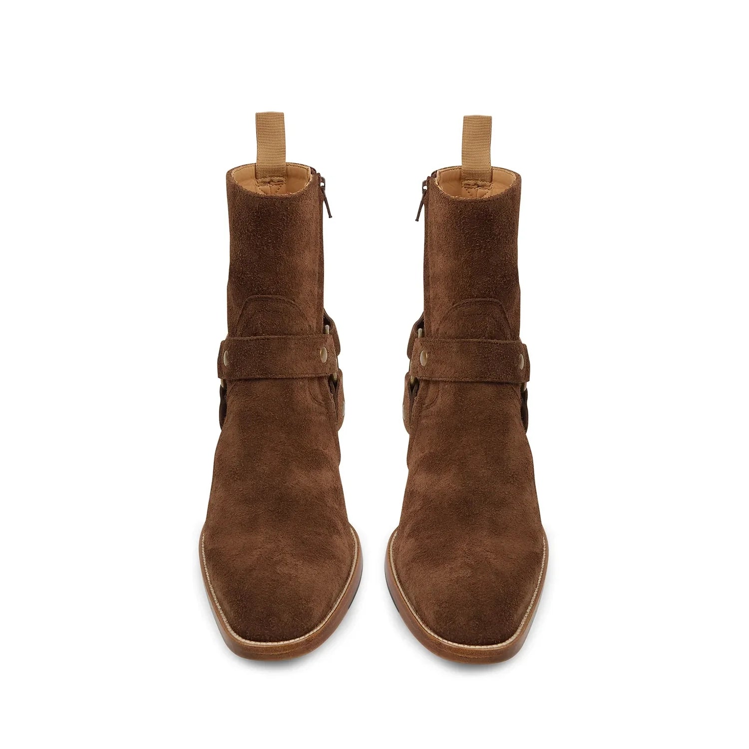Harness Zip Boot - Camel Suede Leather