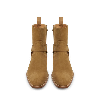 Harness Zip Boot - Ochre Suede Leather