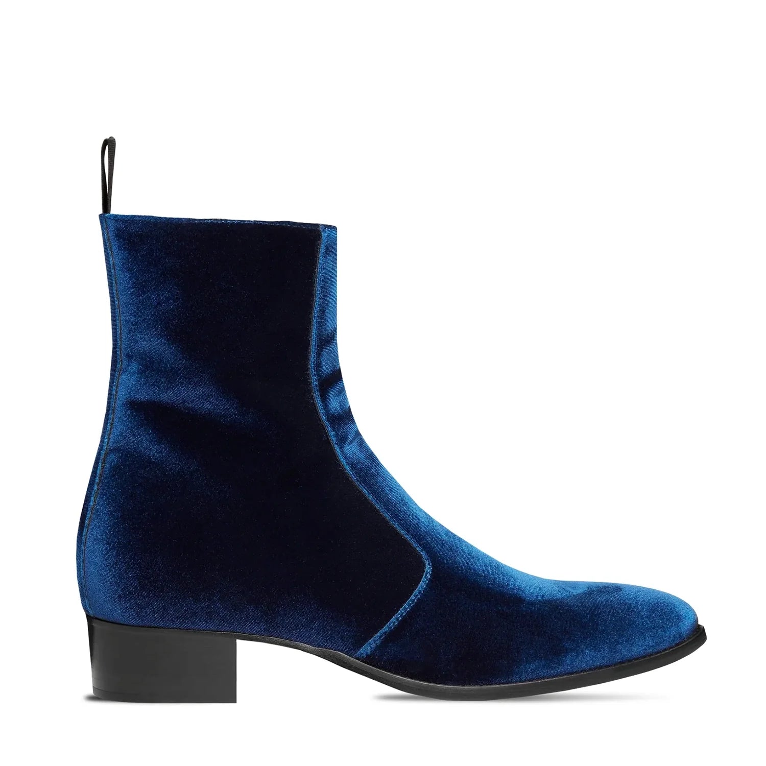 Side Zip Boot - Navy Blue Velvet