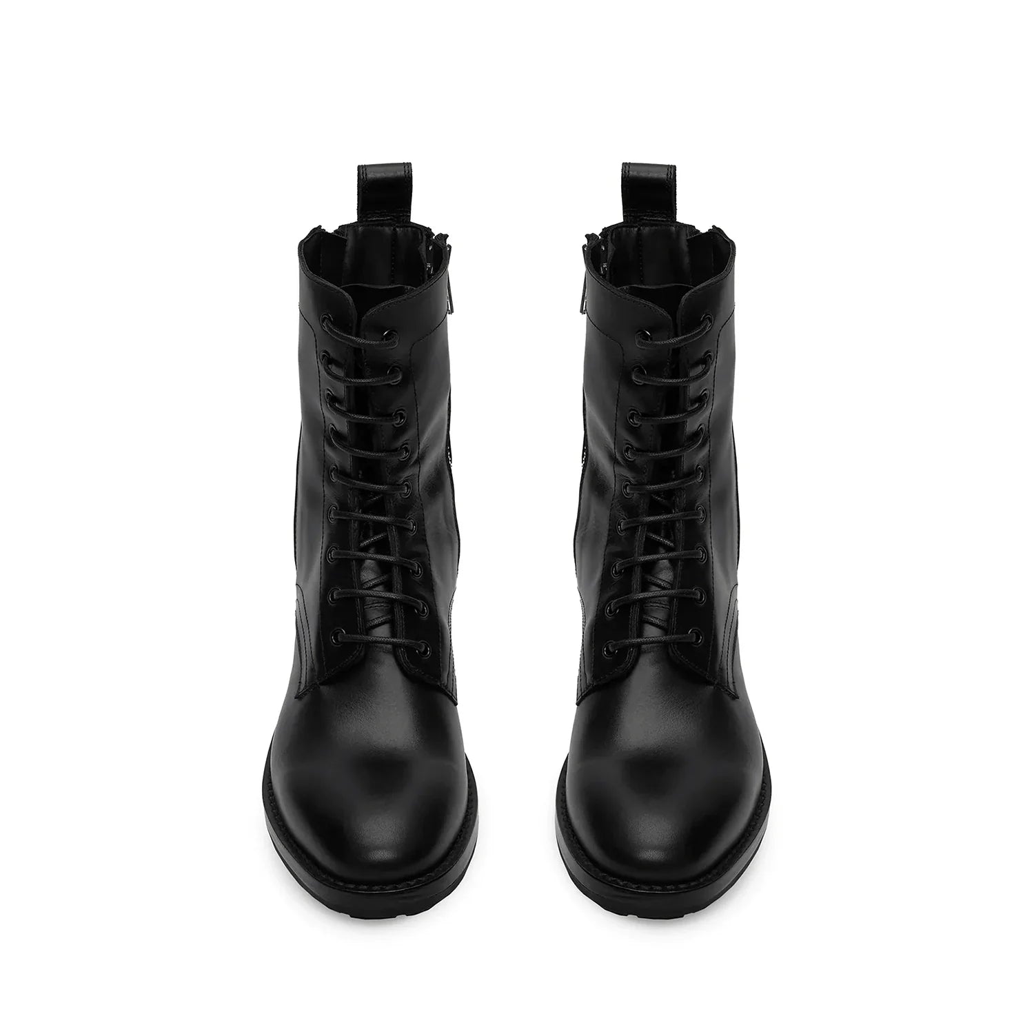 Sergio Zip Combat Boot - Black Leather