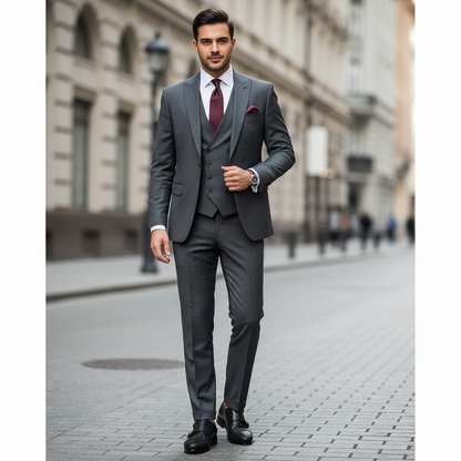 Double Monk Woven Leather Cap-Toe Black Shoe