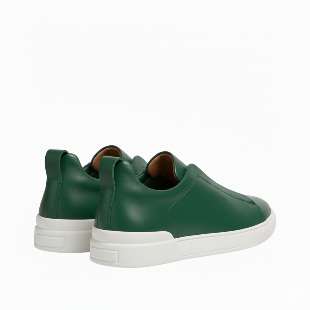 Luxury Edition Triple Stitch Leather Green Sneaker for Men's