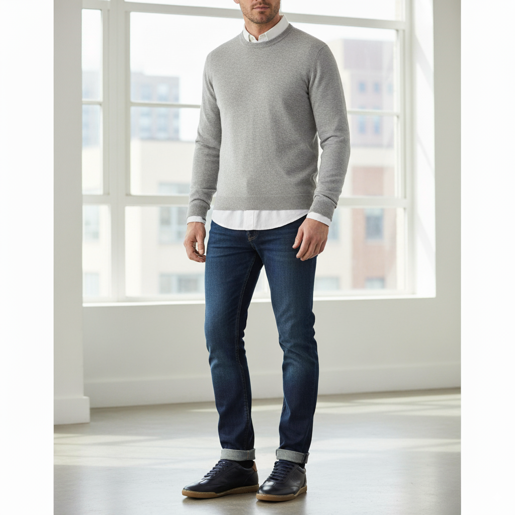 Men's casual sneaker in leather