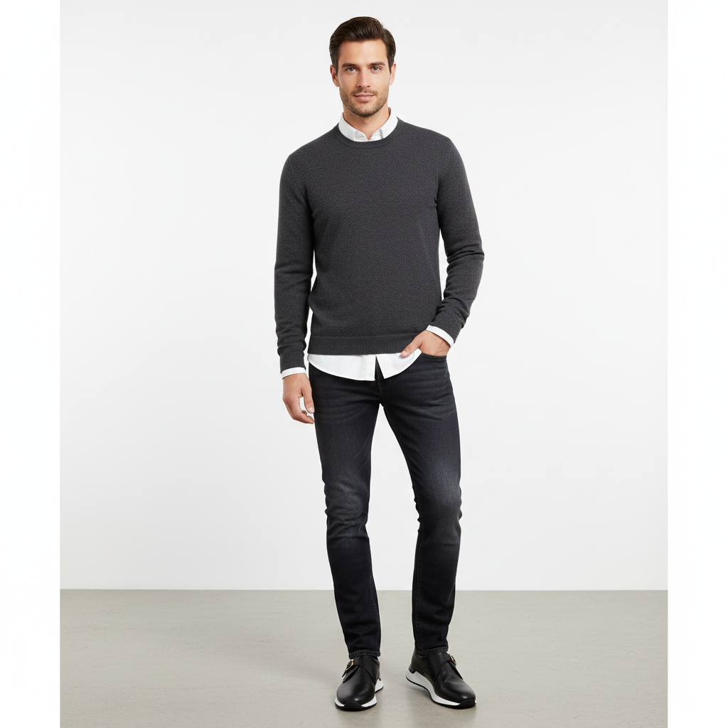 Black Leather Men Sneaker