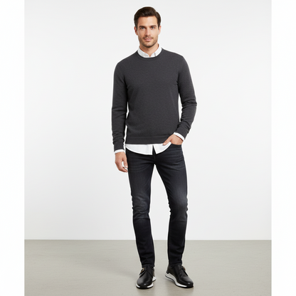 Black Leather Men Sneaker