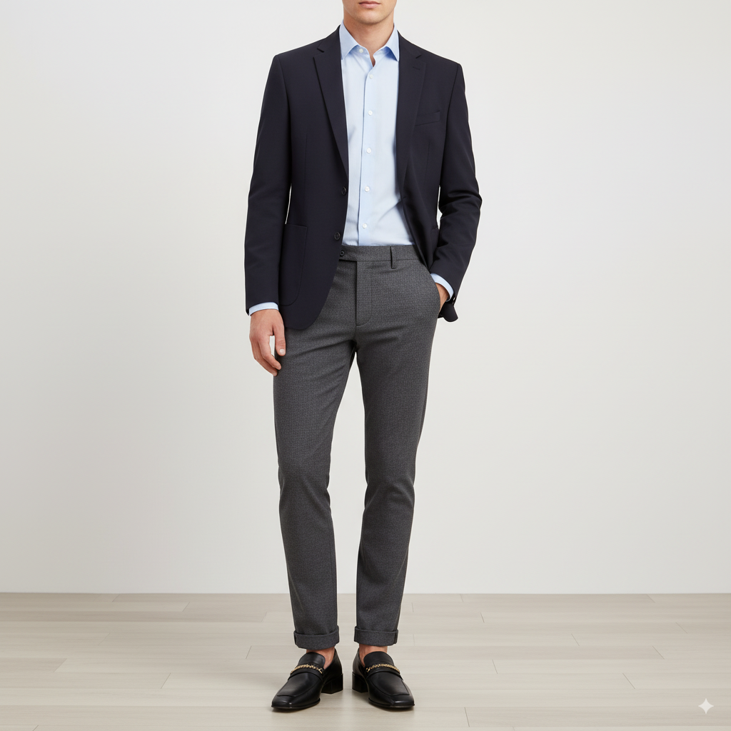 Men Solid Leather Chain Red Sole Loafers