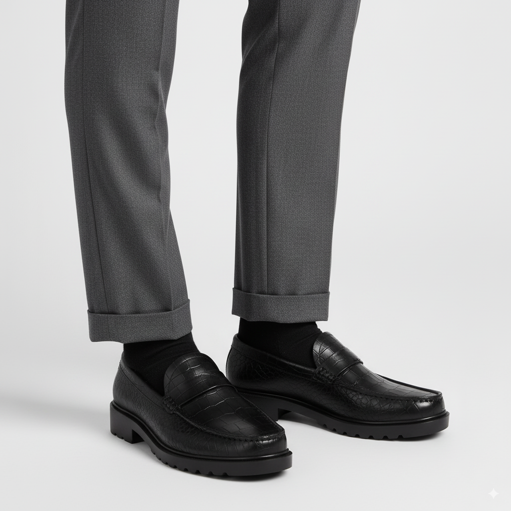Men's Round Toe Croc Loafers
