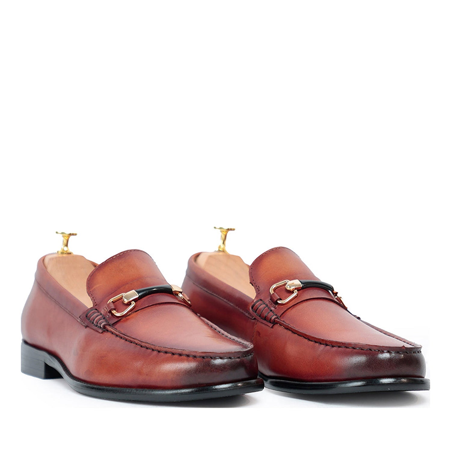 Brown Horsebit Slip On Loafers