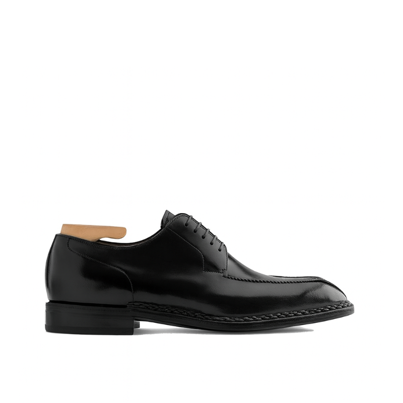 Derby Blucher Leather Black Shoes