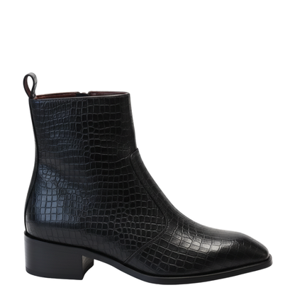Premium Croco Texture Side Zipper Chelsea Boots