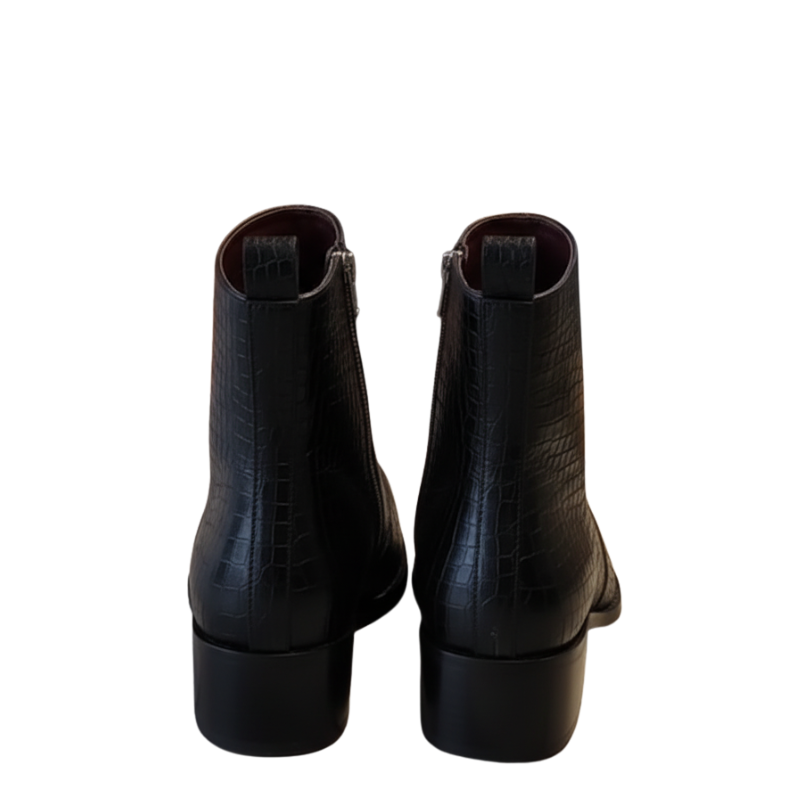 Premium Croco Texture Side Zipper Chelsea Boots