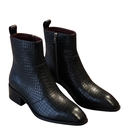 Premium Croco Texture Side Zipper Chelsea Boots