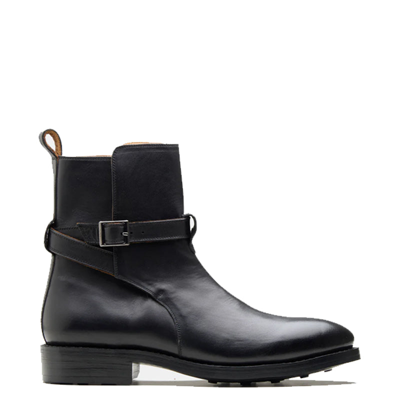 Premium Leather Jodhpur Black Boot With Side Buckle