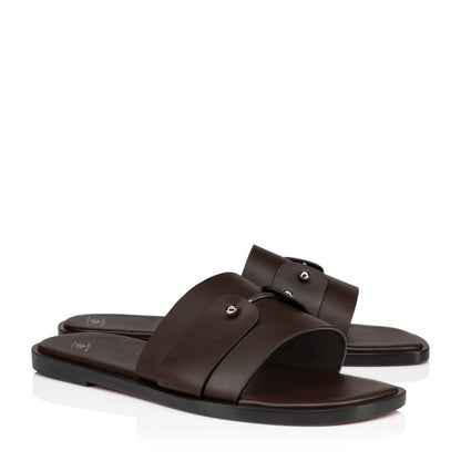 Men Slip-On Leather Comfort Black Sandal