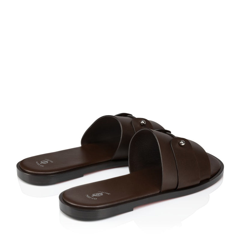 Men Slip-On Leather Comfort Black Sandal