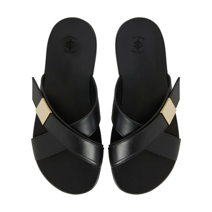 Crossed Bands Handmade Comfort Black Sandal