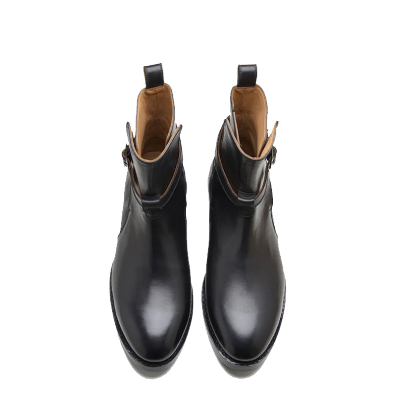 Premium Leather Jodhpur Black Boot With Side Buckle