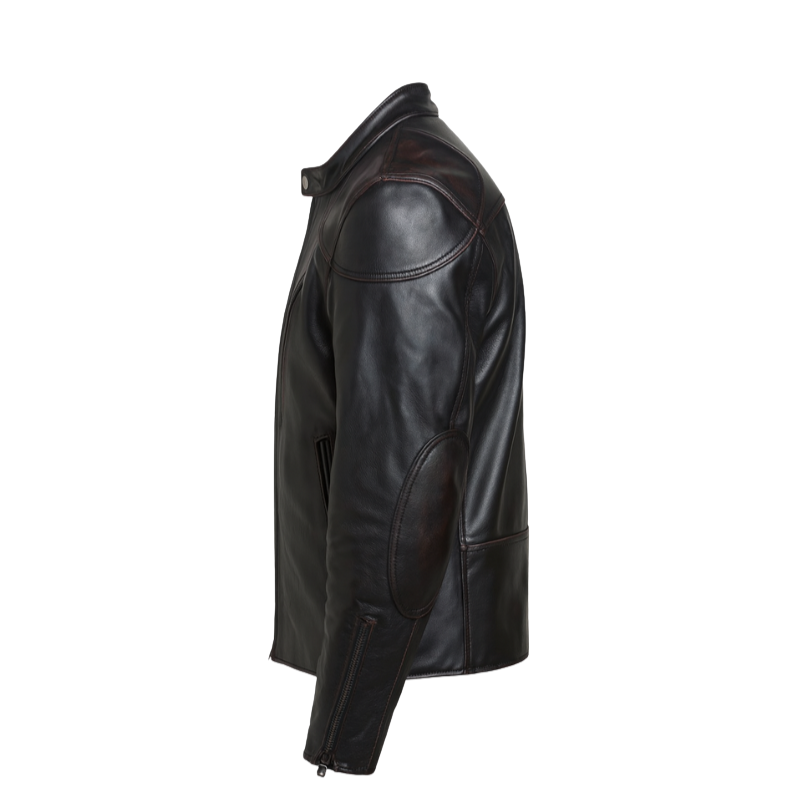 Men's Leather Slim Short Zipper Biker Jacket