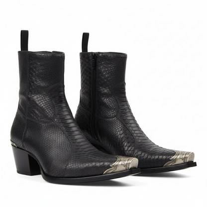 Raven Black Python Hand Dyed Leather Shoe for Men