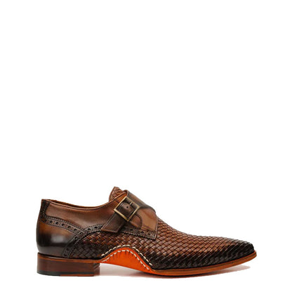 Men's Brown Leather Single Strap Monk Shoe
