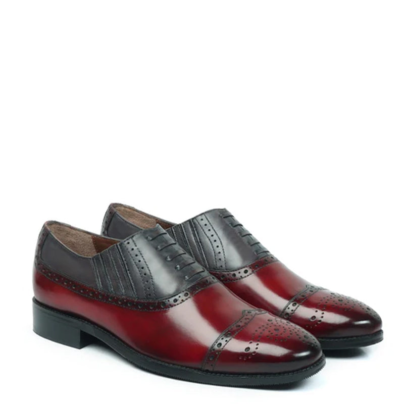 Classic Dual Tone Leather Stylish Wingtip Oxford Shoes