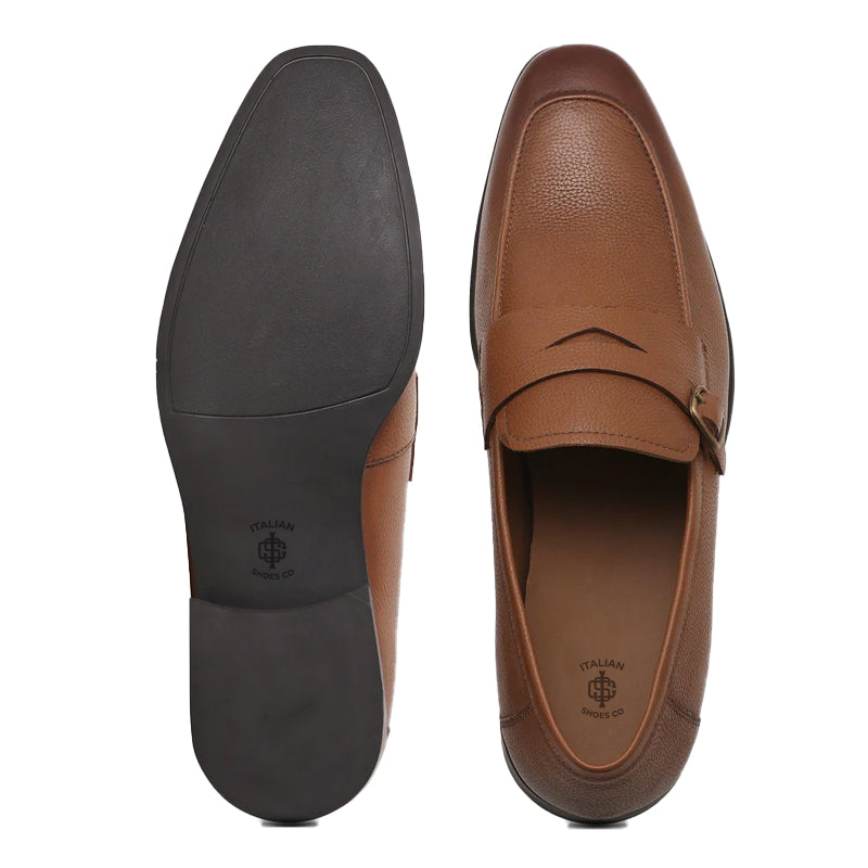 Men Tan Textured Slip On Loafer