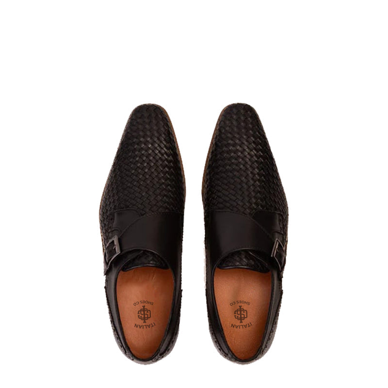 Men's Black Leather Single Strap Monk Shoe