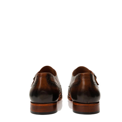 Men's Brown Leather Single Strap Monk Shoe