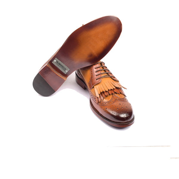 Wingtip Derby Dress Up Shoes Two Tone Leather