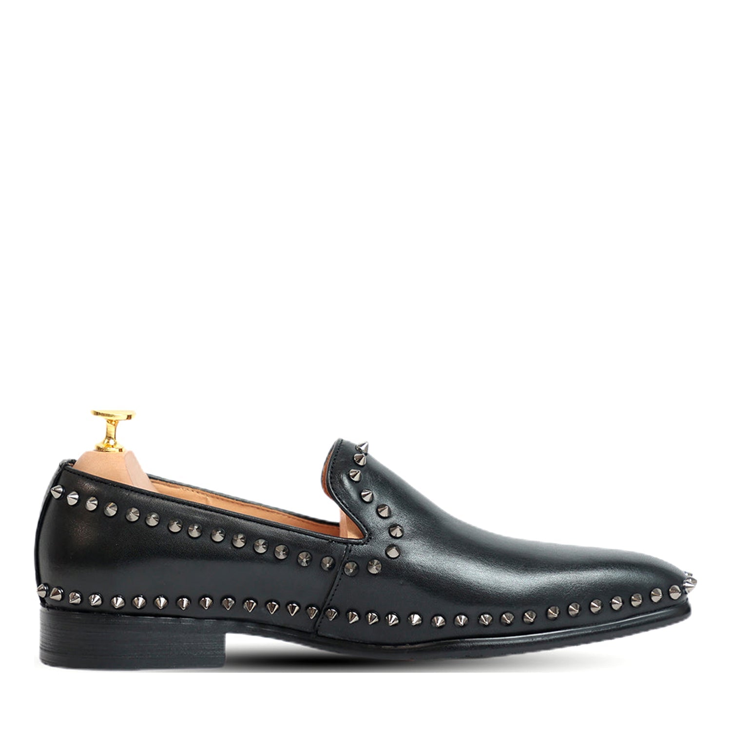 Black Studded Slip on Loafers