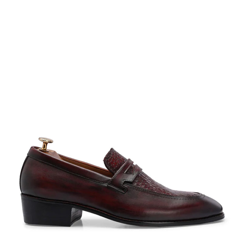 Luxury Croc Upper Cuban Heel Leather Loafer