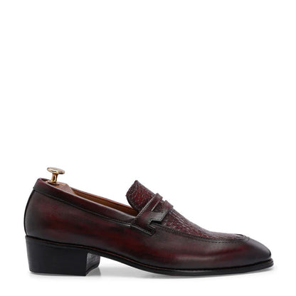 Luxury Croc Upper Cuban Heel Leather Loafer