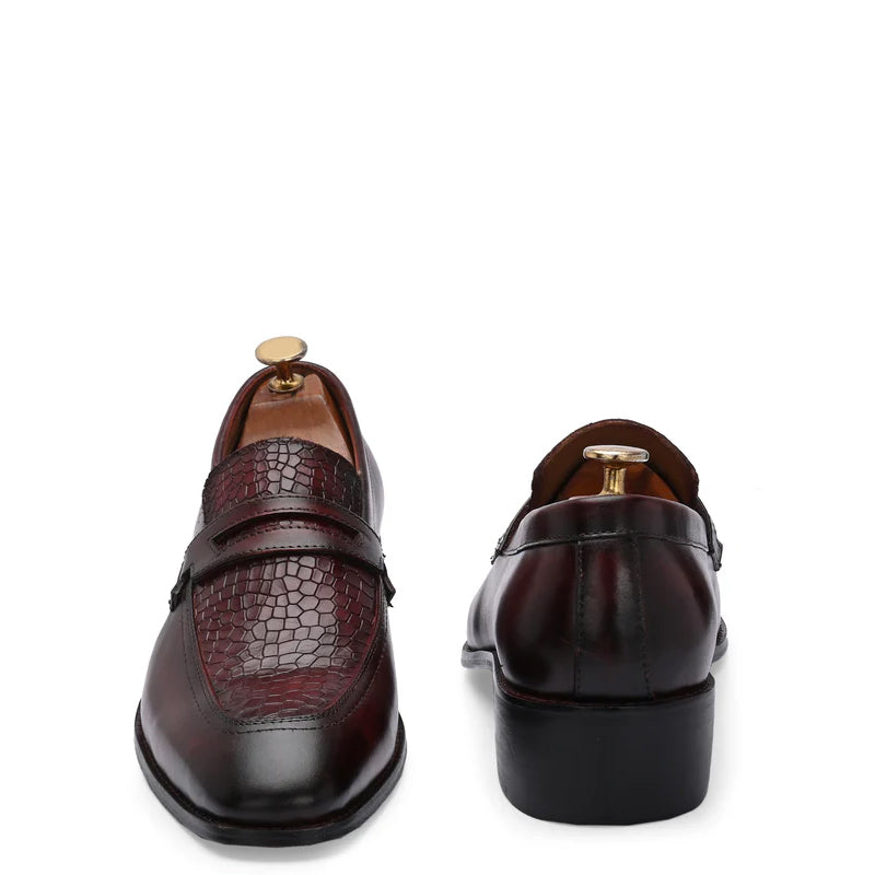 Luxury Croc Upper Cuban Heel Leather Loafer