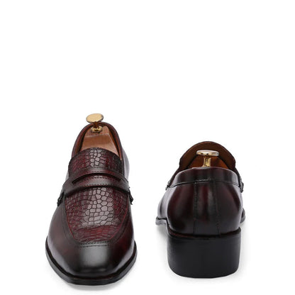 Luxury Croc Upper Cuban Heel Leather Loafer
