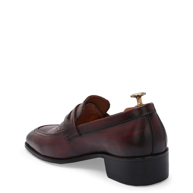 Luxury Croc Upper Cuban Heel Leather Loafer