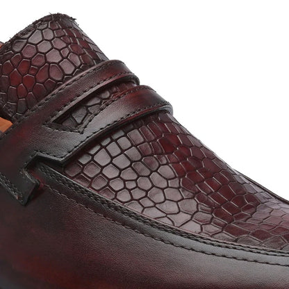 Luxury Croc Upper Cuban Heel Leather Loafer