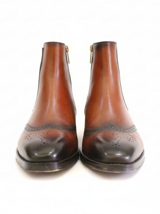 Men's Perforations Leather High Ankle Stylish Boots