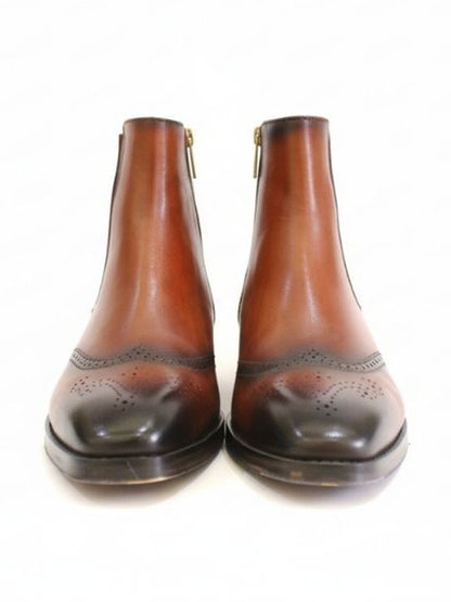 Men's Perforations Leather High Ankle Stylish Boots