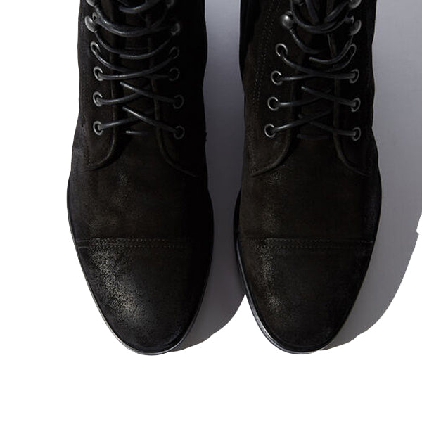 Derby High Ankle Suede Black Leather Boots