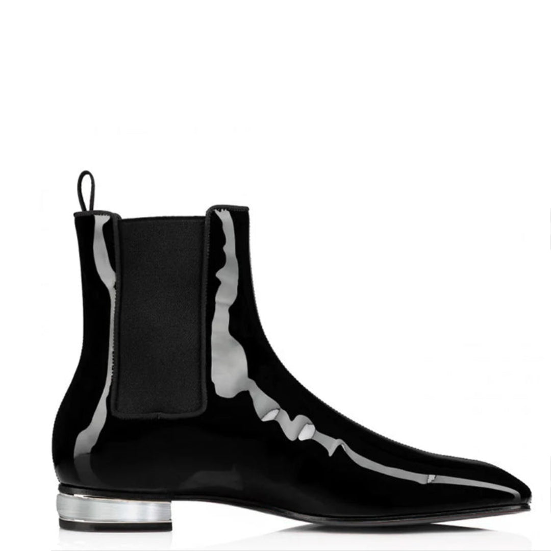 Polished Leather Black Italian Chelsea Boots for Men's
