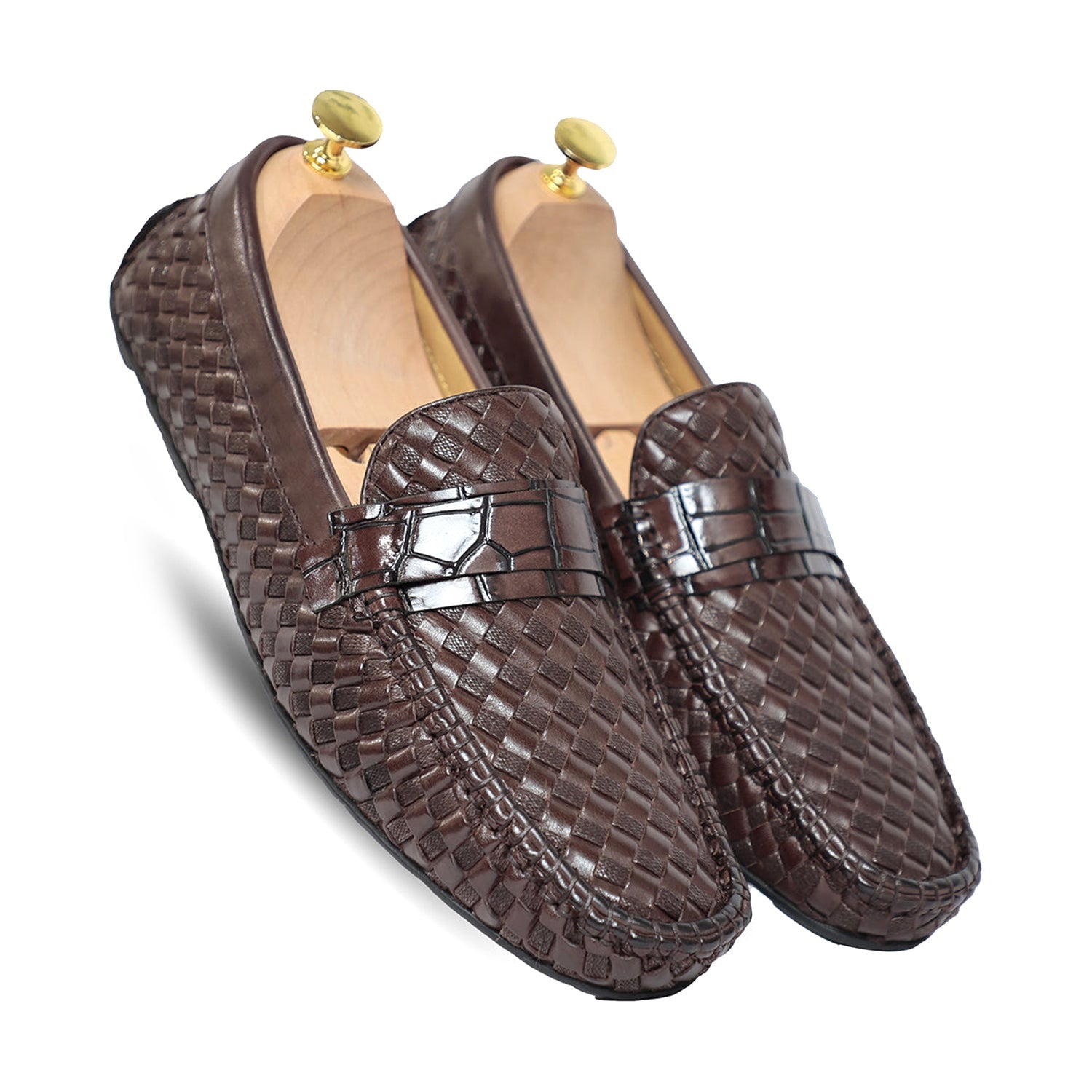 Ross Weavad Brown Leather Shoes