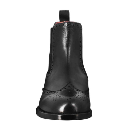 Black Chelsea Boot with Brogue Details