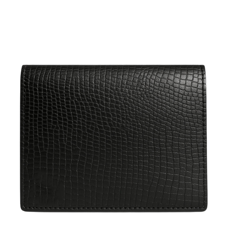 Black Textured  Embellished Leather Wallet
