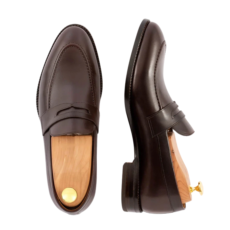 Men's Slip-On Black Shoe with Stacked Heel