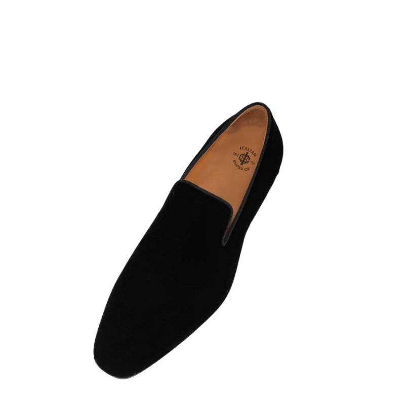 Italian Black Velvet Loafer Shoes